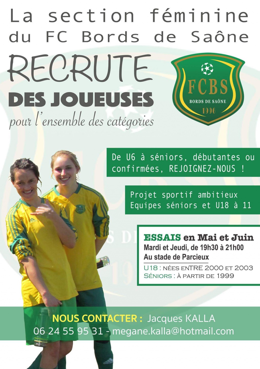 La section féminine du FC Bords de Saône recrute