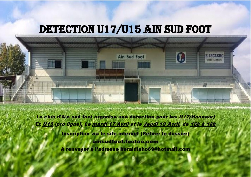 Détection U17/U15 Ain Sud Foot