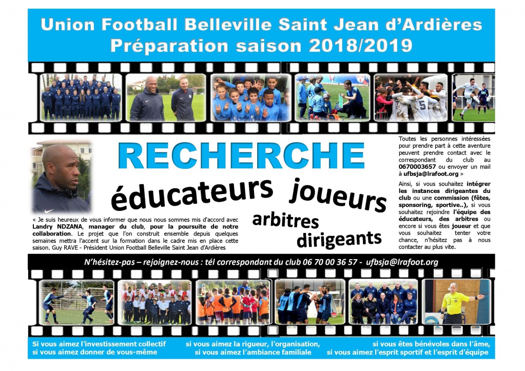 RECHERCHE JOUEURS / EDUCATEURS dans un club labellisé du Beaujolais , partenaire OL réseau sport - club en limite du rhône/Ain/Saône et loire