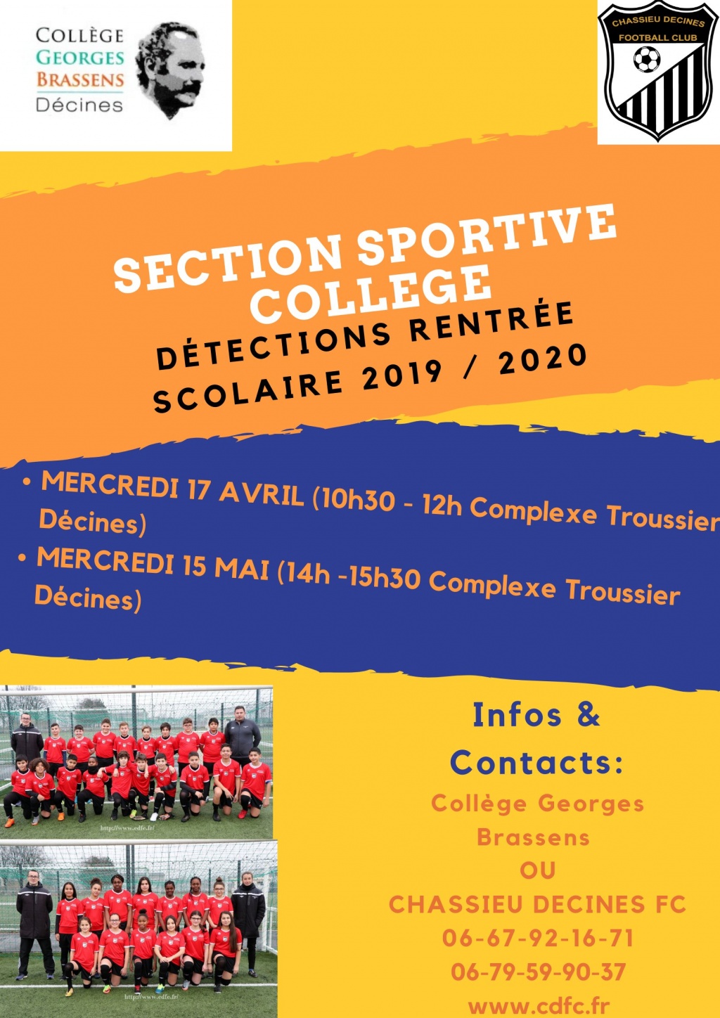 Détection section sportive College Brassens Décines 
