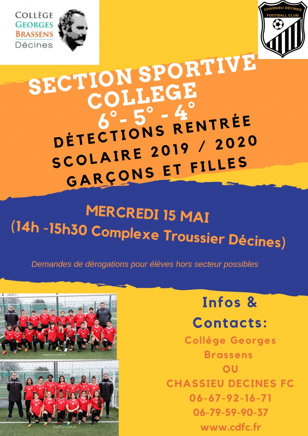 Détection section sportive College Brassens Décines