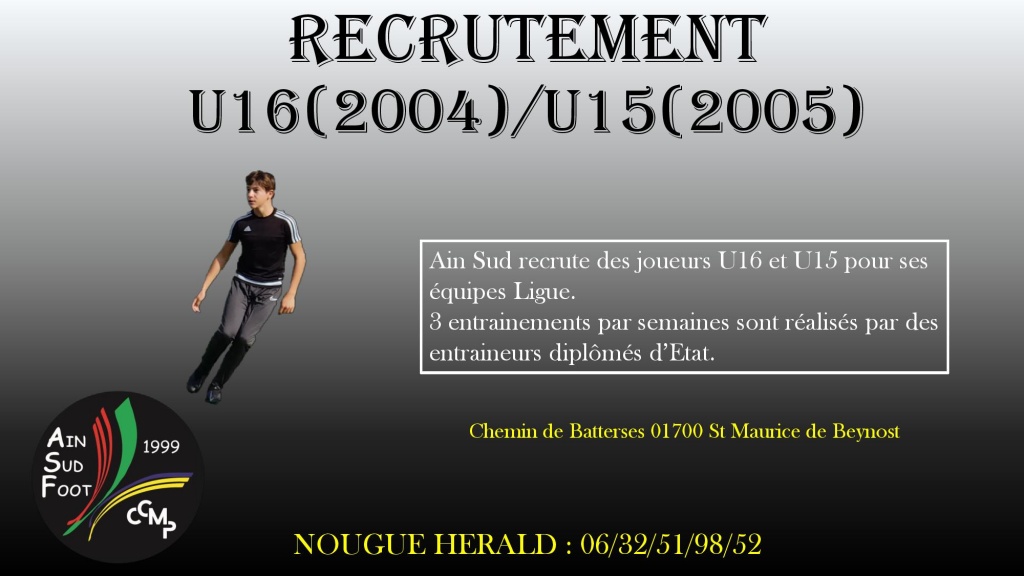 Recrutement U16/U15 Ligue