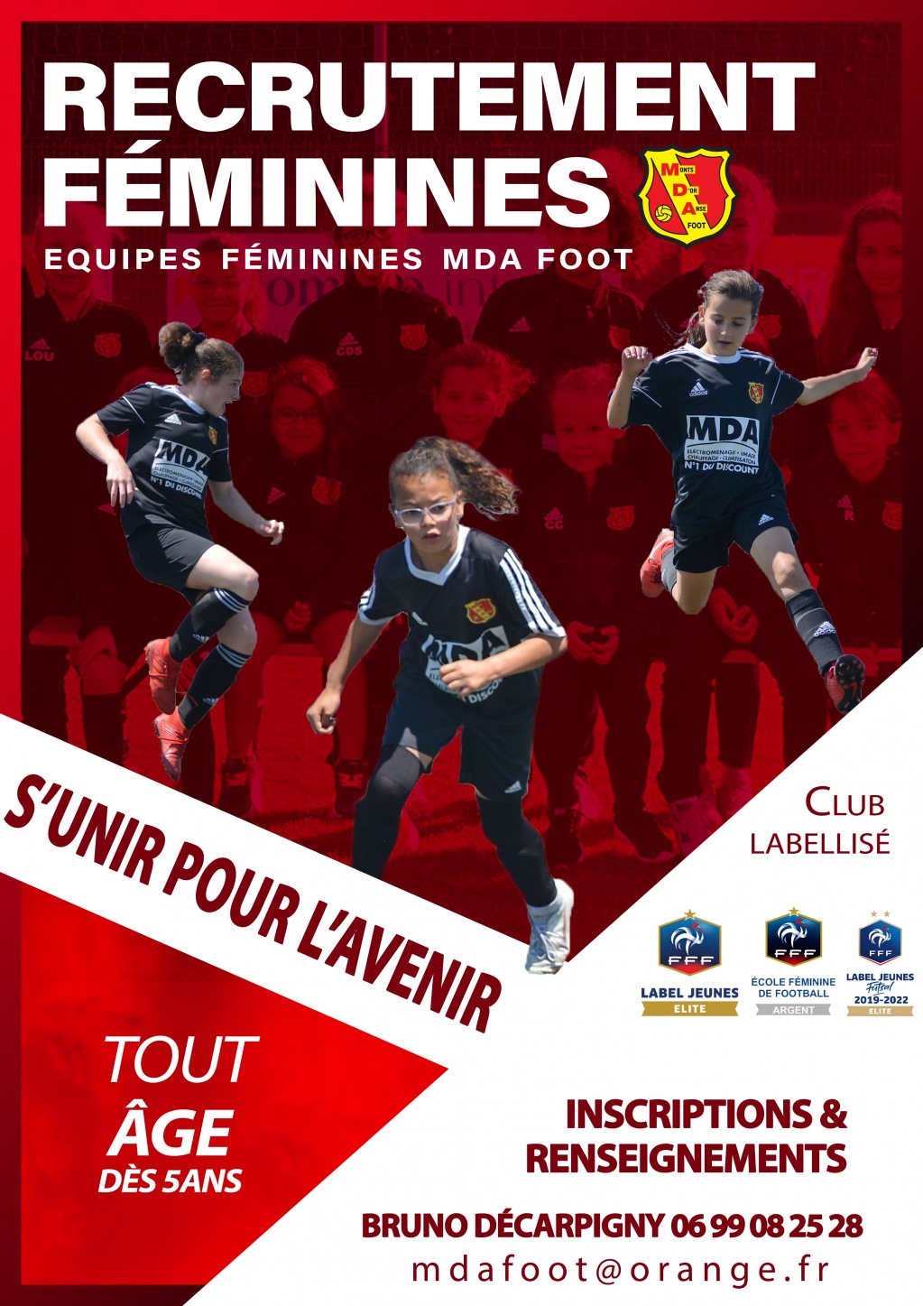 Le club de MDA foot recrute des éducatrices ou éducateurs pour sa section féminine