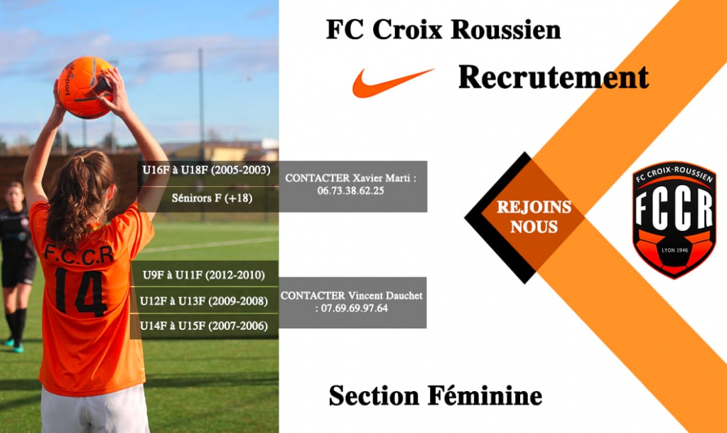 Le FC Croix-Roussien recrute joueuses Séniors F 
