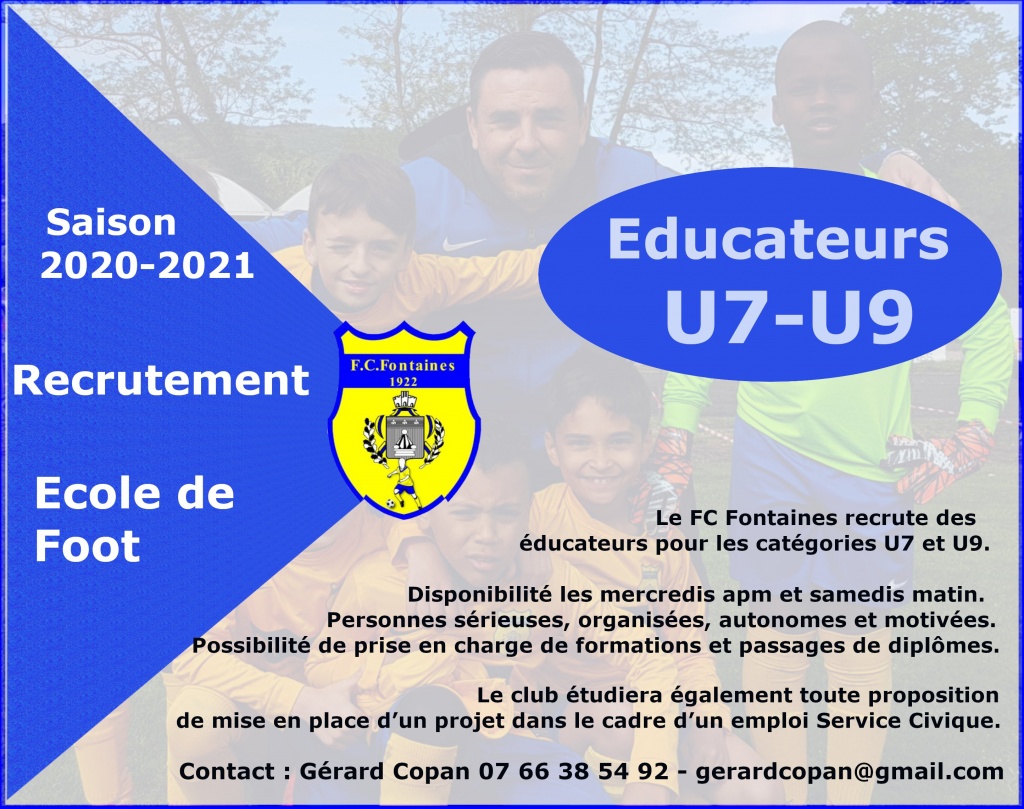 FC Fontaines recrute éducateurs U7 U9