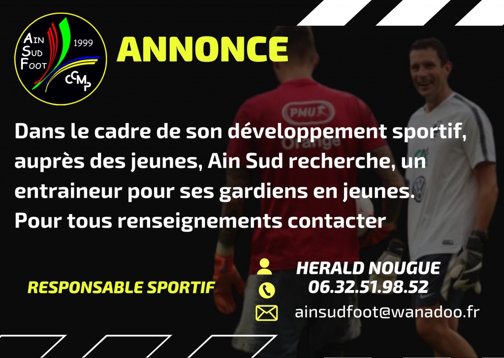 Entraineur Gardiens de but et Service Civique - Ain Sud Foot