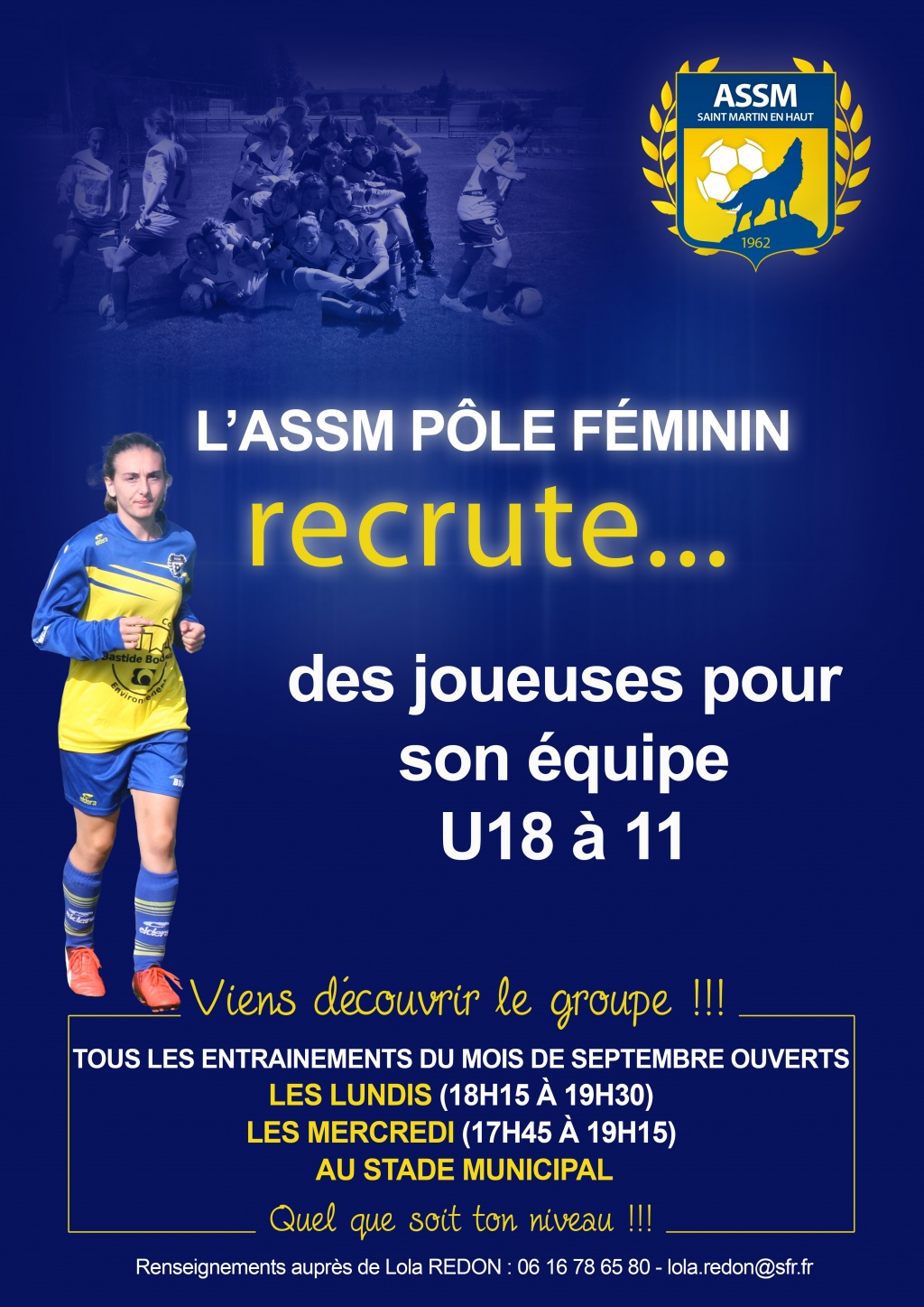 LES U18 FEMININES DE L'AS SAINT MARTIN EN HAUT RECRUTENT