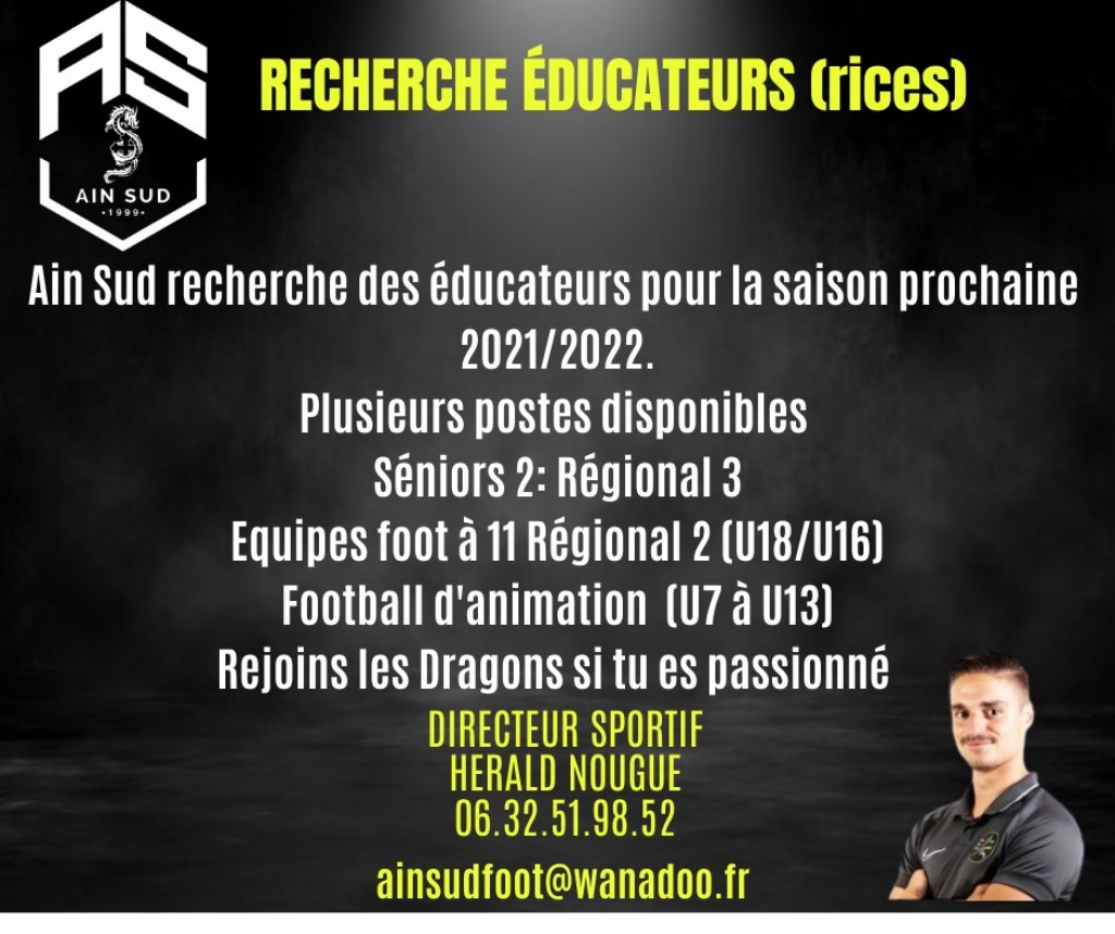 AIN SUD RECRUTE DES EDUCATEURS POUR LA SAISON PROCHAINE
