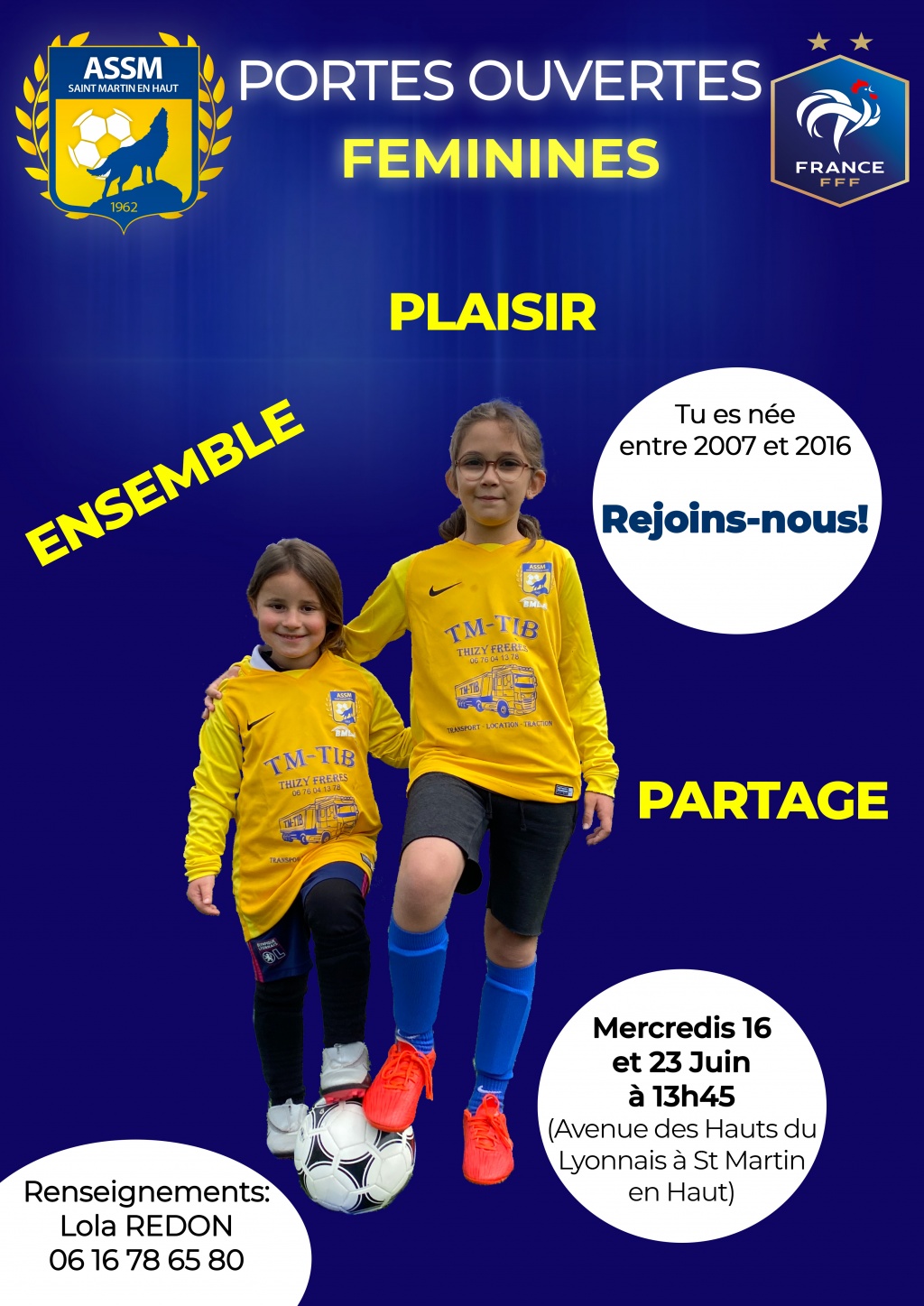 L’AS Saint Martin en Haut recrute chez les féminines de U6 à U15 inclues !