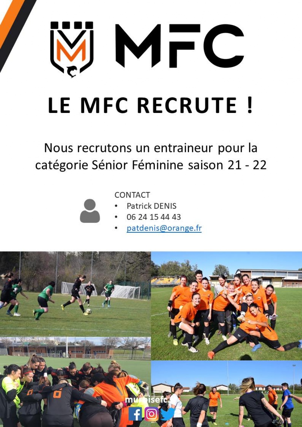 Muroise Football Club recherche un entraineur pour la catégorie Seniors Féminin (D1)