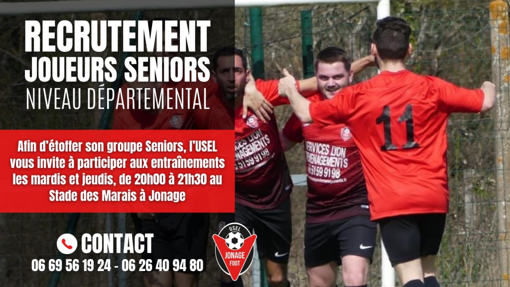 USEL FOOT JONAGE RECRUTE DES JOUEURS SENIORS