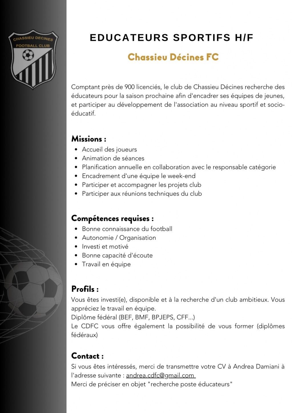 Chassieu Décines recrute