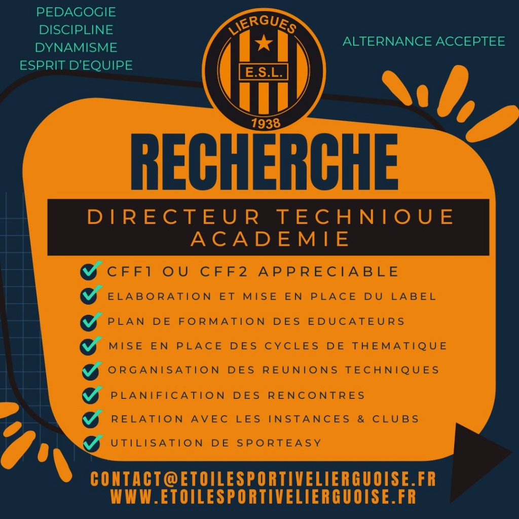 L'ES Lierguoise recherche son Directeur TEchnique Académie