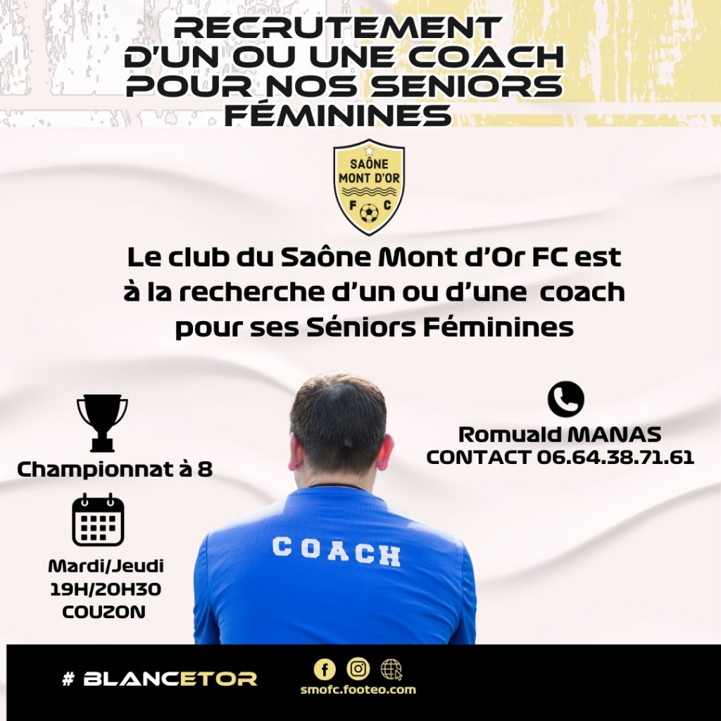 RECRUTEMENT  D’UN OU UNE COACH POUR NOS SENIORS FÉMININES