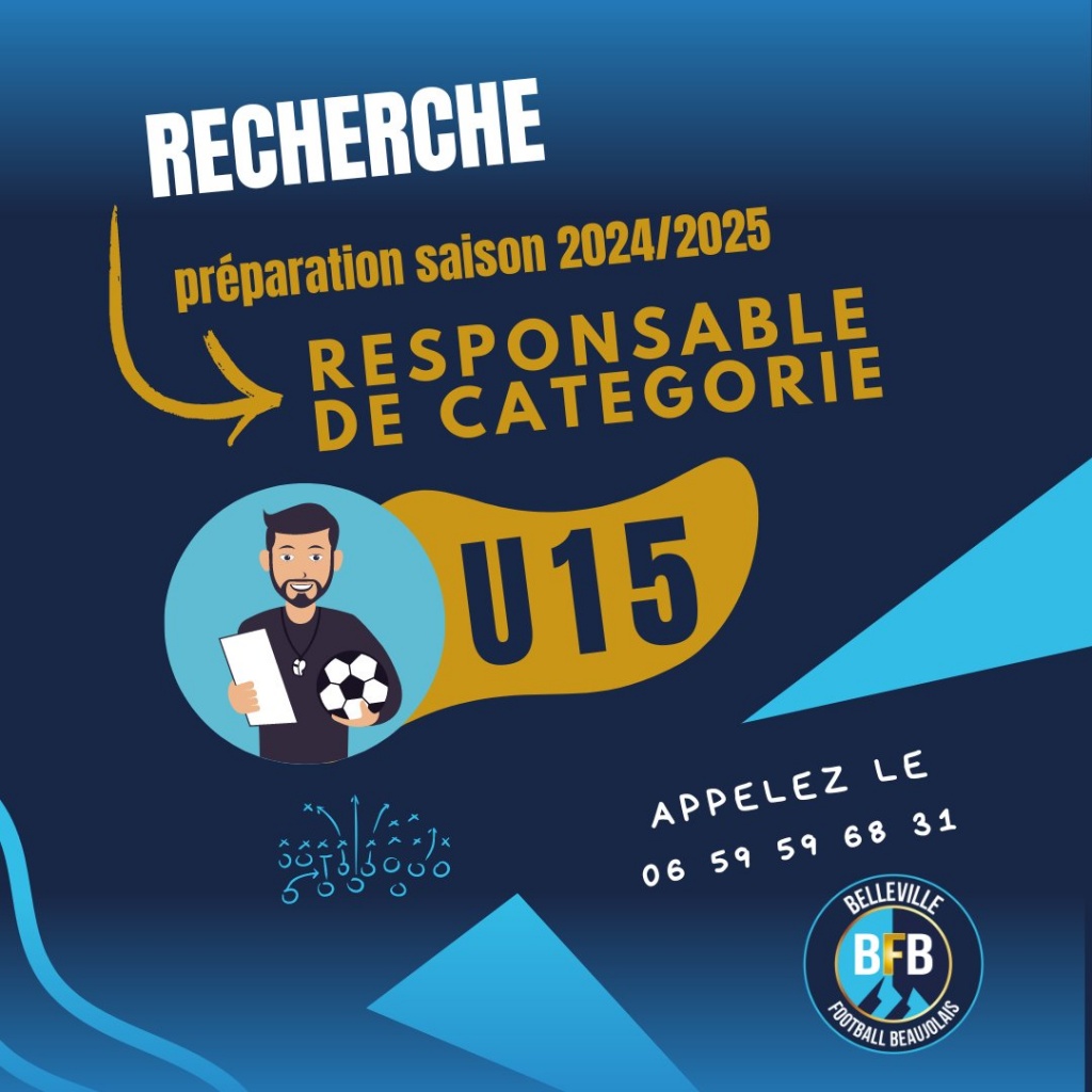 RECHERCHE EDUCATEUR RESP CAT. U15