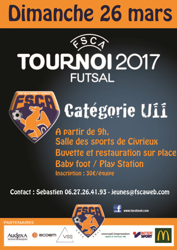 FUTSAL U11 - Foot Salle CIVIRIEUX d'Azergues organise dimanche FUTSAL U11 - Foot Salle CIVIRIEUX d'Azergues organise dimanche
