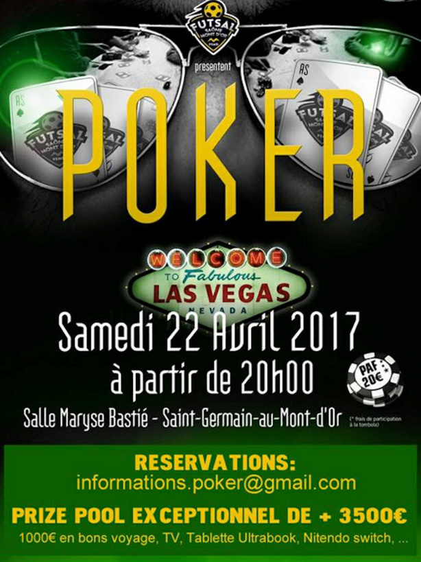 Evénement - Tournoi de POKER le 22 avril Evénement - Tournoi de POKER le 22 avril