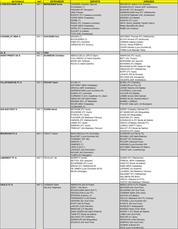 MERCATO - Tous les mouvements des NATIONAUX (mise à jour au 4 août) MERCATO - Tous les mouvements des NATIONAUX (mise à jour au 4 août)