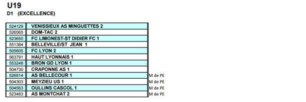En direct du District - Découvrez la Poule U19 D1 (Excellence) En direct du District - Découvrez la Poule U19 D1 (Excellence)