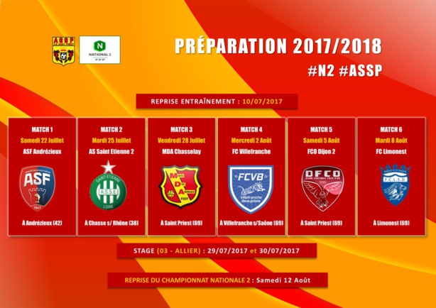 Matchs Amicaux - Le Programme de l'AS SAINT-PRIEST Matchs Amicaux - Le Programme de l'AS SAINT-PRIEST