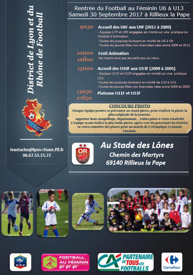 Féminines - La rentrée des petites, c'est samedi à RILLIEUX ! Féminines - La rentrée des petites, c'est samedi à RILLIEUX !