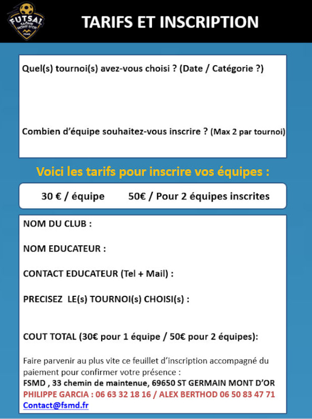 Tournois jeunes - U6, U7, U10, U11, inscrivez vous aux tournois jeunes d'hiver du FSMD ! Tournois jeunes - U6, U7, U10, U11, inscrivez vous aux tournois jeunes d'hiver du FSMD !