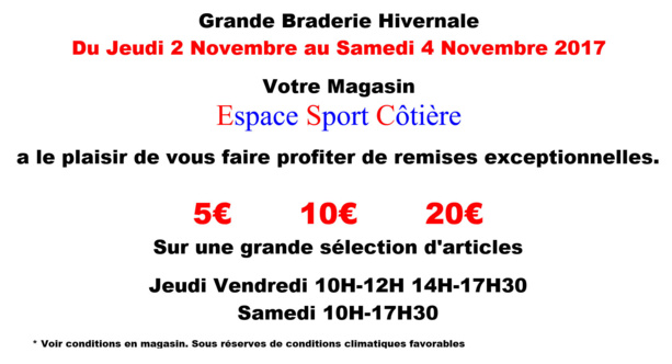 Espace Sport Côtière - Grande BRADERIE d'hiver !