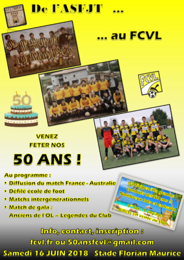 Anniversaire - Le FC VAL LYONNAIS fête 50 ans ! Anniversaire - Le FC VAL LYONNAIS fête 50 ans !