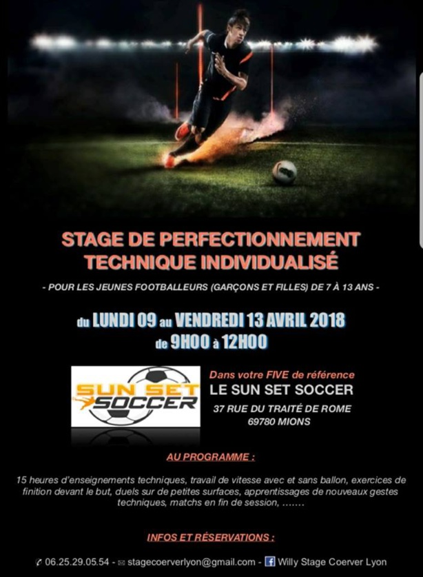 Stage Perfectionnement Jeunes - SUN SET SOCCER Mions organise Stage Perfectionnement Jeunes - SUN SET SOCCER Mions organise