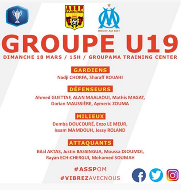GAMBARDELLA U19 - Le GROUPE de l'AS SAINT-PRIEST contre l'OM GAMBARDELLA U19 - Le GROUPE de l'AS SAINT-PRIEST contre l'OM