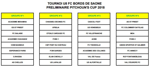 U8-U9 – La PITCHOUN’S Cup s’invite au FC BORDS de SAONE ce week-end