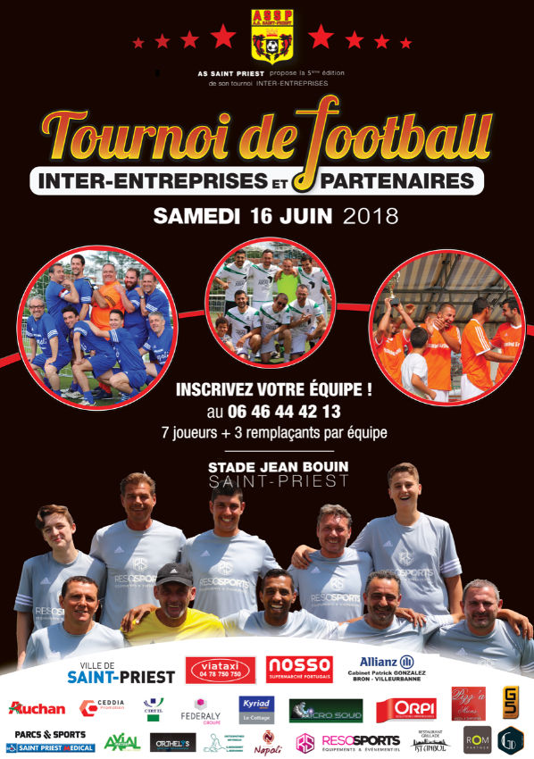 AS SAINT-PRIEST - Participez au tournoi INTER-ENTREPRISES du 16 juin