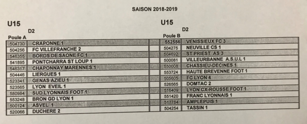 DISTRICT - Découvrez les POULES U15 2018-2019 DISTRICT - Découvrez les POULES U15 2018-2019