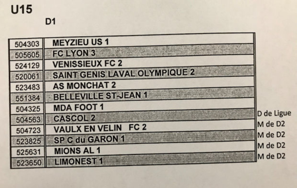DISTRICT - Découvrez les POULES U15 2018-2019 DISTRICT - Découvrez les POULES U15 2018-2019