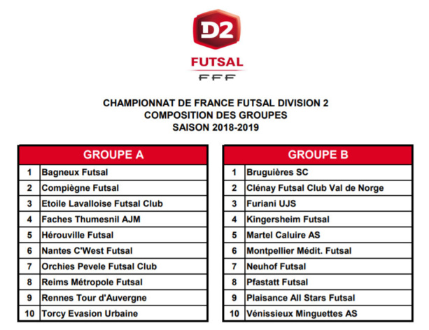 FUTSAL - Découvrez la POULE de D2 pour l'AS MARTEL CALUIRE et le VENISSIEUX FC