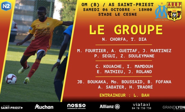 AS SAINT-PRIEST - Le groupe pour le déplacement à l'OM B AS SAINT-PRIEST - Le groupe pour le déplacement à l'OM B