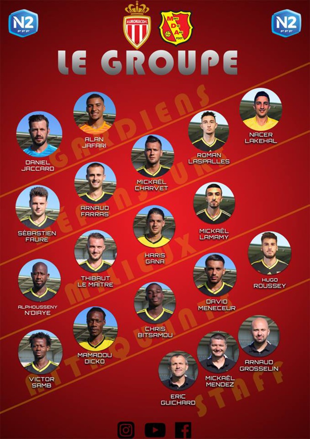 MDA Foot - Le groupe pour le déplacement à l'AS MONCAO B