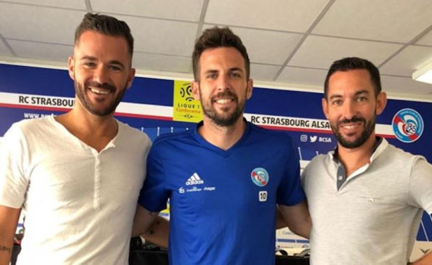 Yann Obitz, Benjamin Corgnet (RC Strasbourg, ex US Millery-Vourles et MDA Foot) et Florent Rivet Yann Obitz, Benjamin Corgnet (RC Strasbourg, ex US Millery-Vourles et MDA Foot) et Florent Rivet