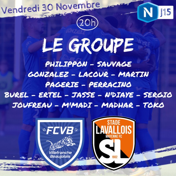 FC VILLEFRANCHE - Le groupe pour la réception du Stade LAVALLOIS FC VILLEFRANCHE - Le groupe pour la réception du Stade LAVALLOIS
