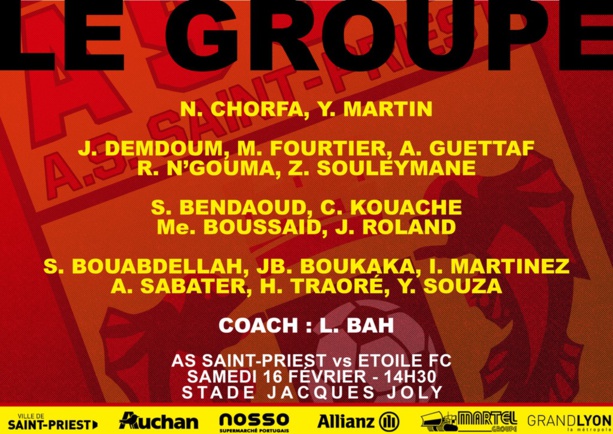 AS SAINT-PRIEST - Le groupe pour la réception de l'EFC FREJUS-SAINT-RAPHAEL AS SAINT-PRIEST - Le groupe pour la réception de l'EFC FREJUS-SAINT-RAPHAEL