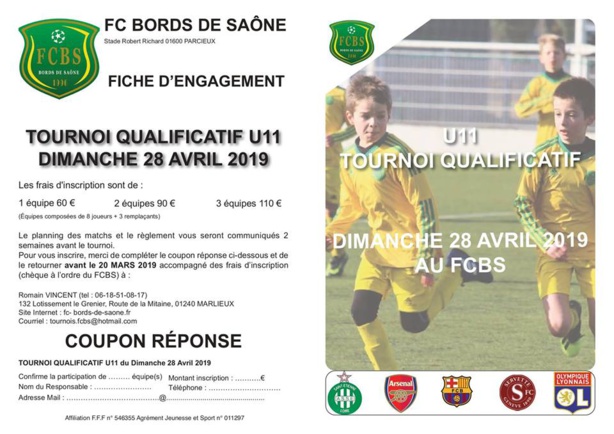 U7&U11 - Il reste des places pour le tournoi du FC BORDS de SAÔNE