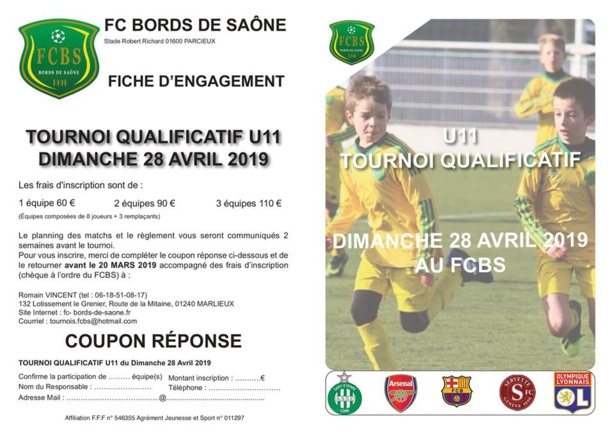 U7&U11 - Il reste des places pour le tournoi du FC BORDS de SAÔNE U7&U11 - Il reste des places pour le tournoi du FC BORDS de SAÔNE