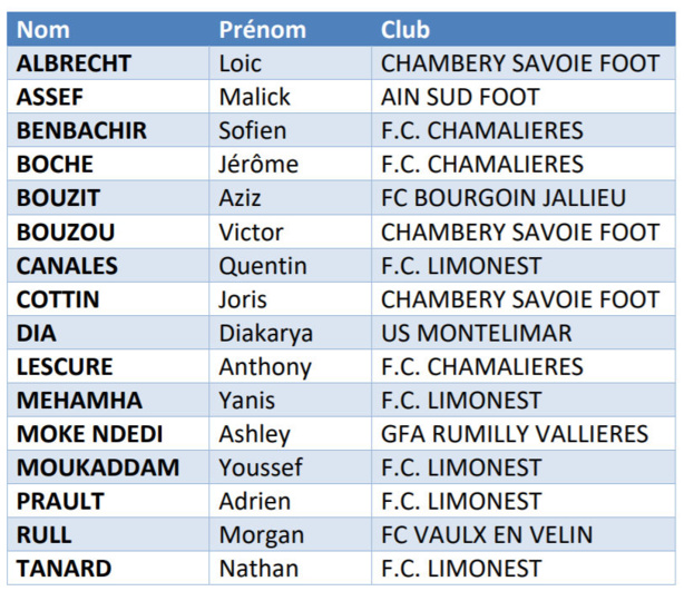Coupe UEFA des REGIONS  - La liste des 16 pour METZ Coupe UEFA des REGIONS  - La liste des 16 pour METZ