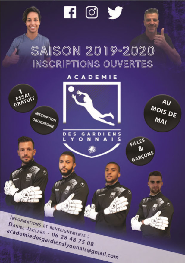 Académie des GARDIENS LYONNAIS - Les inscriptions sont ouvertes pour la saison 2019-2010 Académie des GARDIENS LYONNAIS - Les inscriptions sont ouvertes pour la saison 2019-2010