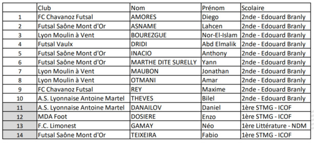 Section Sportive Futsal - Découvrez les joueurs de la première PROMO ! Section Sportive Futsal - Découvrez les joueurs de la première PROMO !