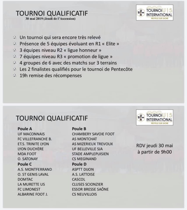 Challenge PIANA U15 - Deux billets à prendre pour la grand messe de la PENTECOTE Challenge PIANA U15 - Deux billets à prendre pour la grand messe de la PENTECOTE