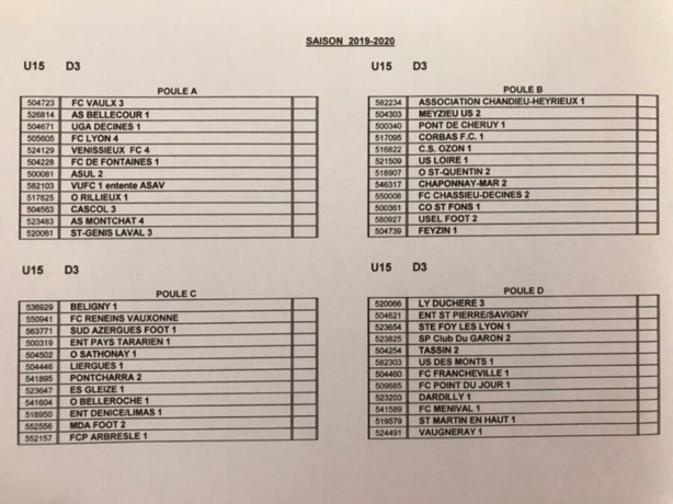 #District - Découvrez toutes les POULES des championnats 2019-2020 #District - Découvrez toutes les POULES des championnats 2019-2020