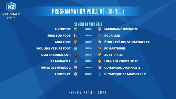 National 2 - Le programme de la première journée