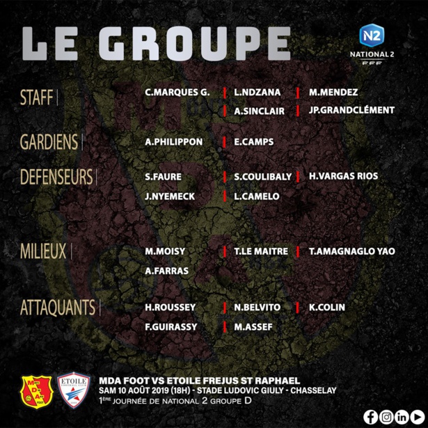 MDA Foot : le groupe contre Fréjus MDA Foot : le groupe contre Fréjus