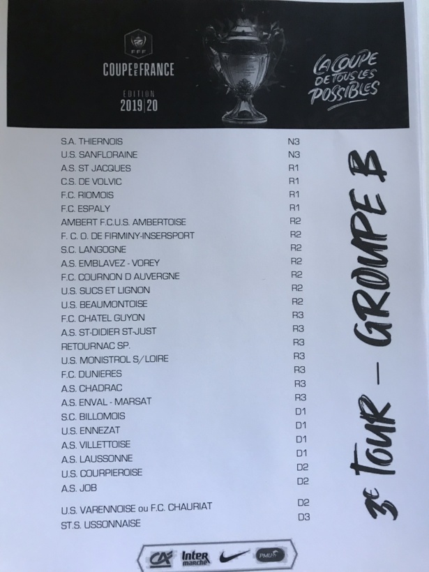 Découvrez les différents groupes du 3e tour de la Coupe de France Découvrez les différents groupes du 3e tour de la Coupe de France